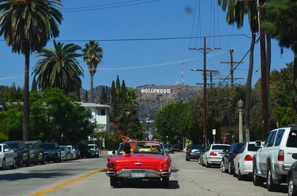 People visiting Hollywood after applying for an American tourist visa